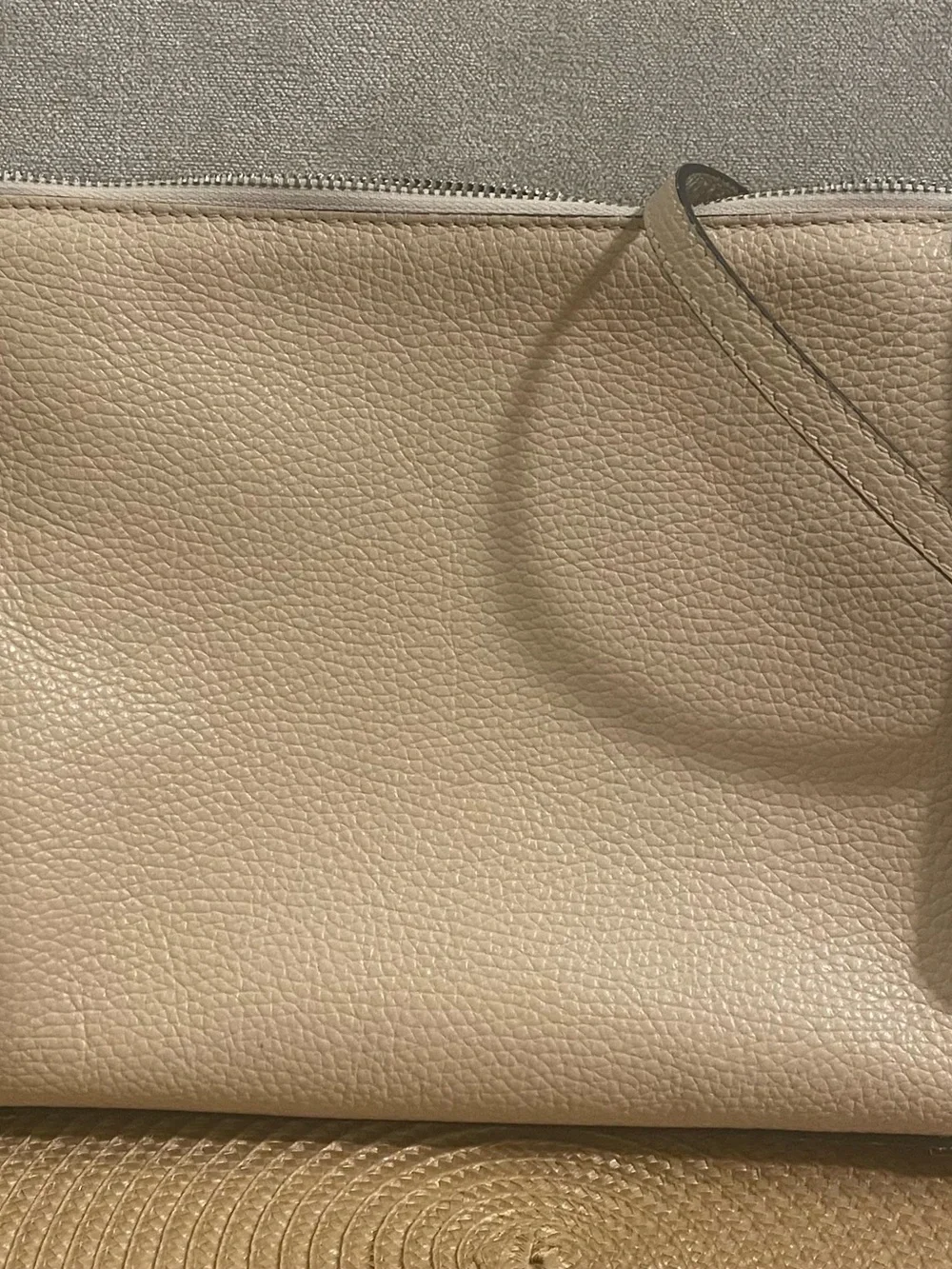 Classic Pebbled Shoulder Bag in Light Beige